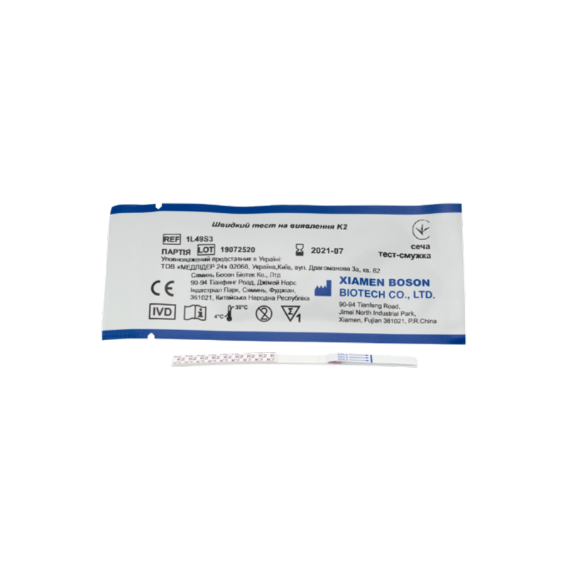 Швидкий тест на виявлення K2, сеча, тест-смужка (Boson, 1L49S3)